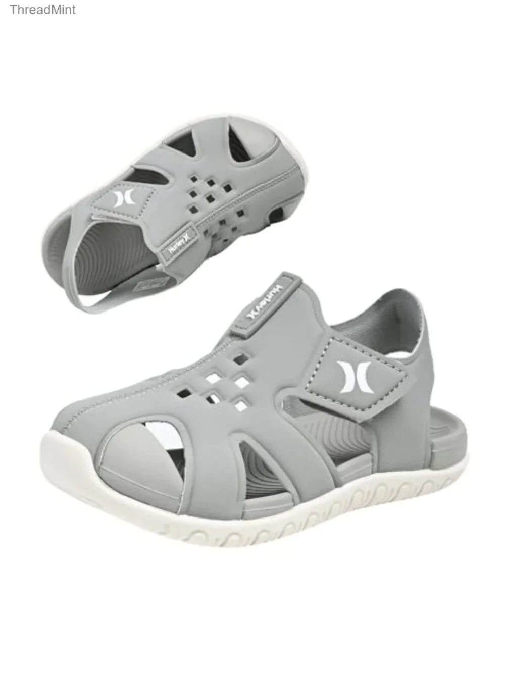Kids Quick-Dry Water Shoes - Closed-Toe Sandals with Hook-and-Loop Strap &